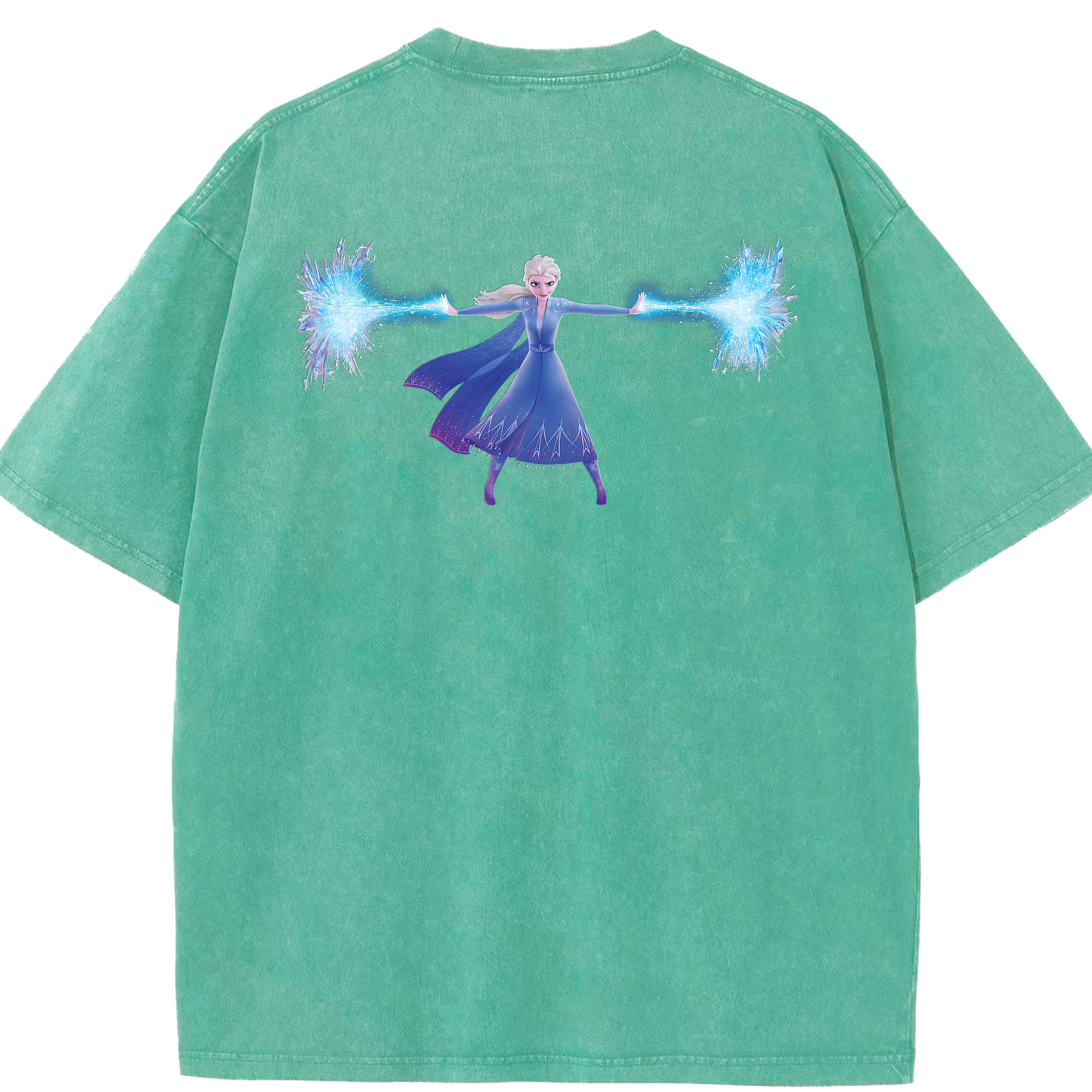 （画像用） アナと雪の女王 アンナ エルサ Frozen Anna Elsa 綿100% ヴィンテージ風 半袖Tシャツ（背面プリント）